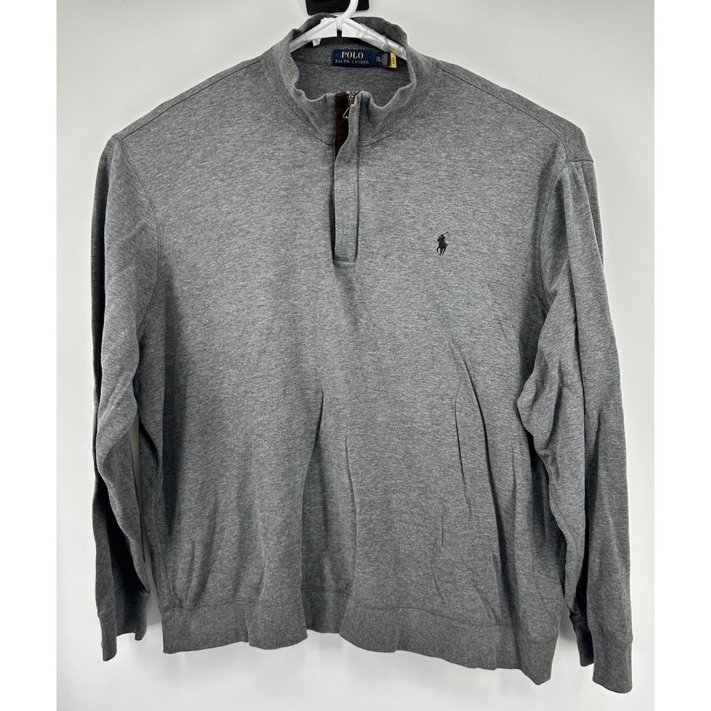 Polo Ralph Lauren Long Sleeve Hidden 1/4 Zift Super Soft Pullover Gray 2XL